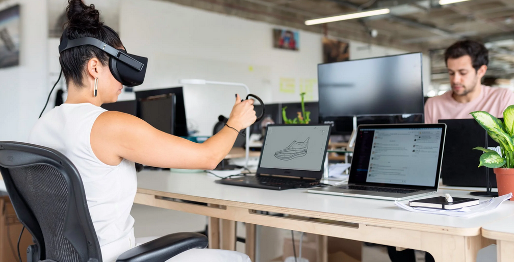 woman with VR head set